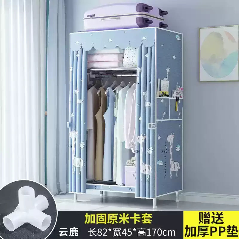 ‌Portable Fabric Closet, Multi-Tier Steel Wardrobe, Rust-Resistant Compact Cabinet Waterproof Storage Organizer with Multi-Color