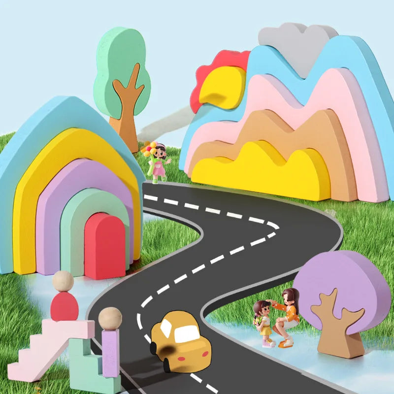 Kids Montessori Toys Wooden Rainbow