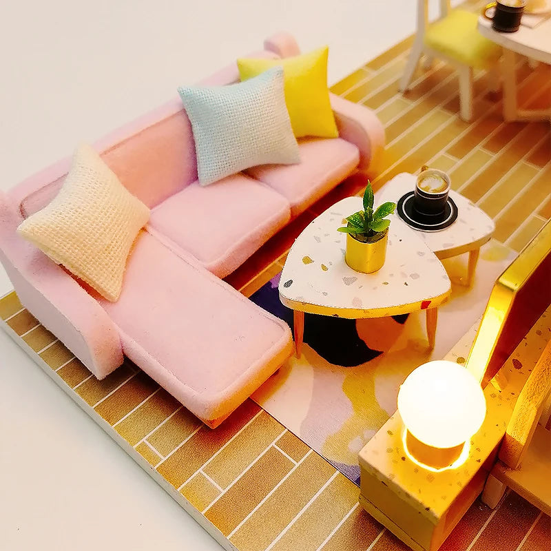 Wooden Miniature Doll House 3D Puzzle Assembly