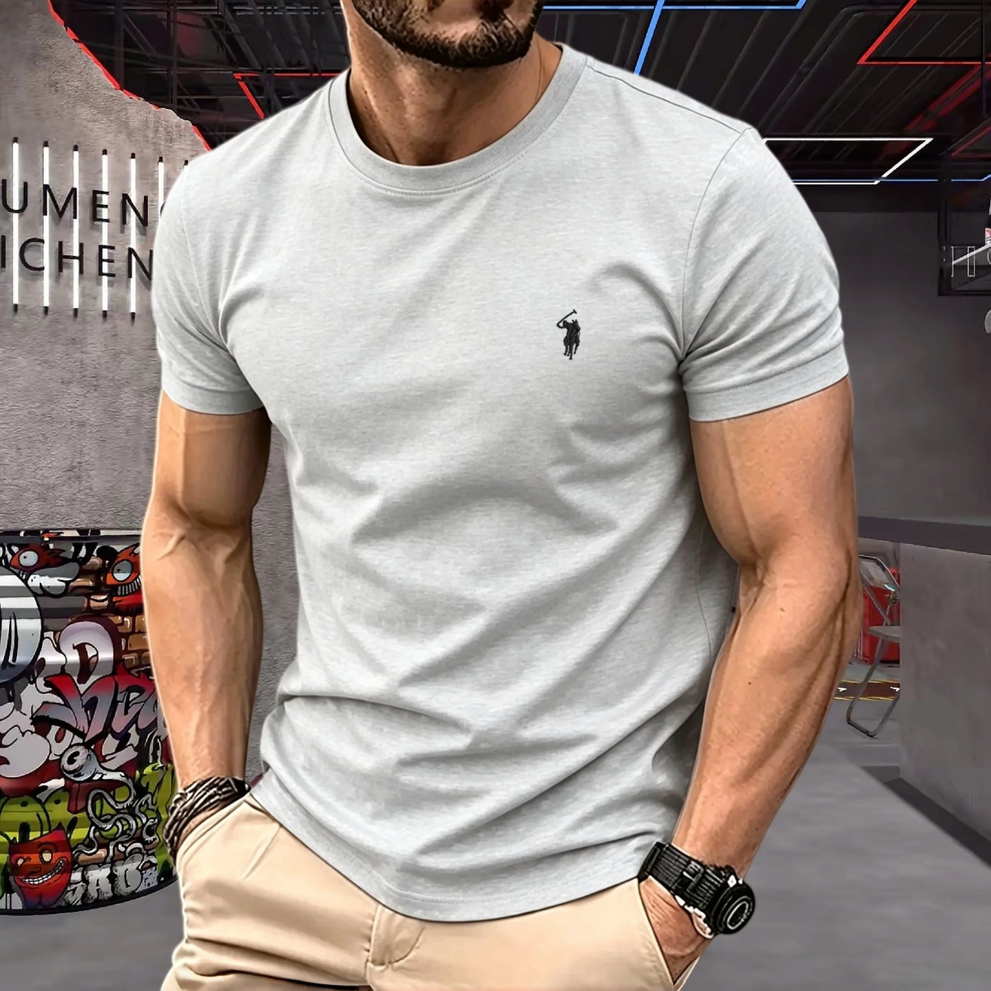 brand round neck short sleeved men's 2026 summer fashion