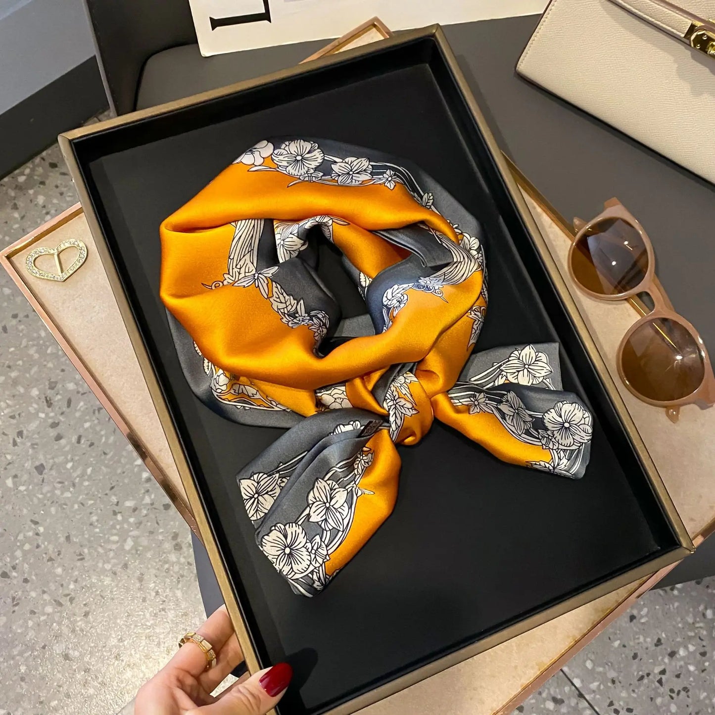 Long Silk Scarf Bag Tie Women Neck Skinny Scarves Hair band Foulard Horse Print Brand Lady Neckerchief Ribbon