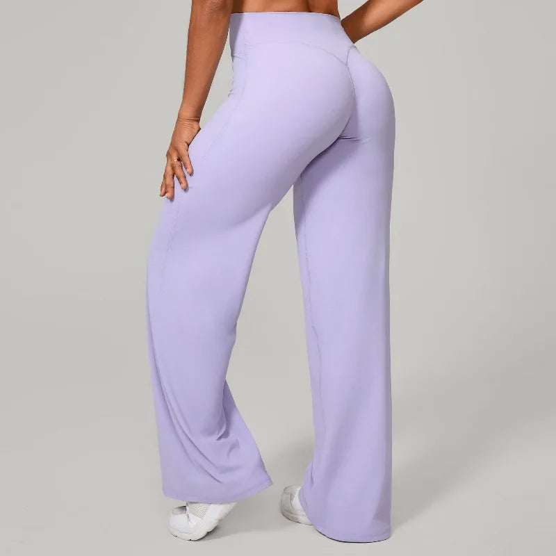 Women's Pilates Straight Yoga Pants Leggings Versatile Loose Wide-Leg Running Sports Fitness Hip-Lifting High Waist Trousers