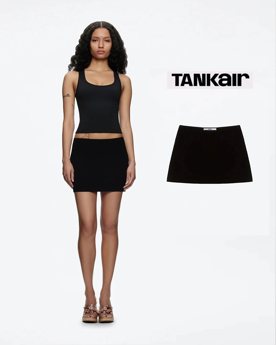 Tank Summer Black Women's Mini Skirt Slim Fit Bodycon Mid-Low Waist Skirt 100% Rayon Skirt