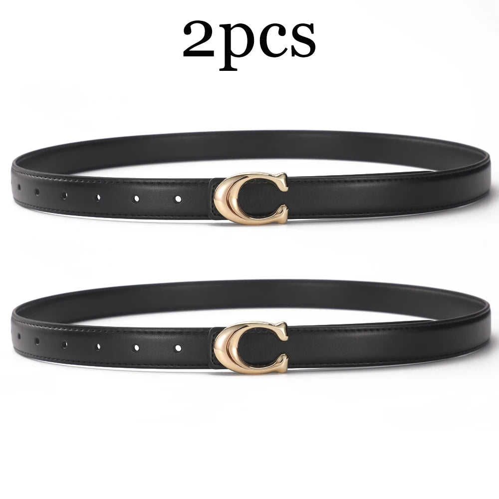 2-3pcs Fashion C-buckle Belt Simple Women Jeans Skirt Automatic Buckle Belt Trendy Women Birthday Party Gifts