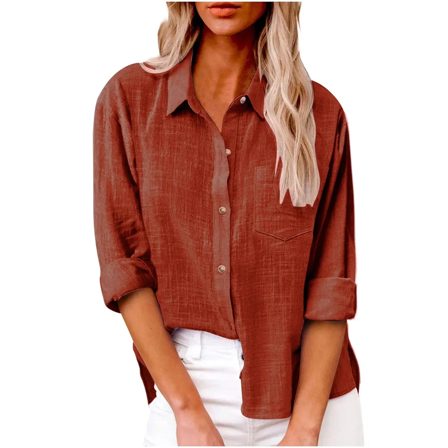 Cotton Linen Long Sleeve Shirts for Women T Shirt