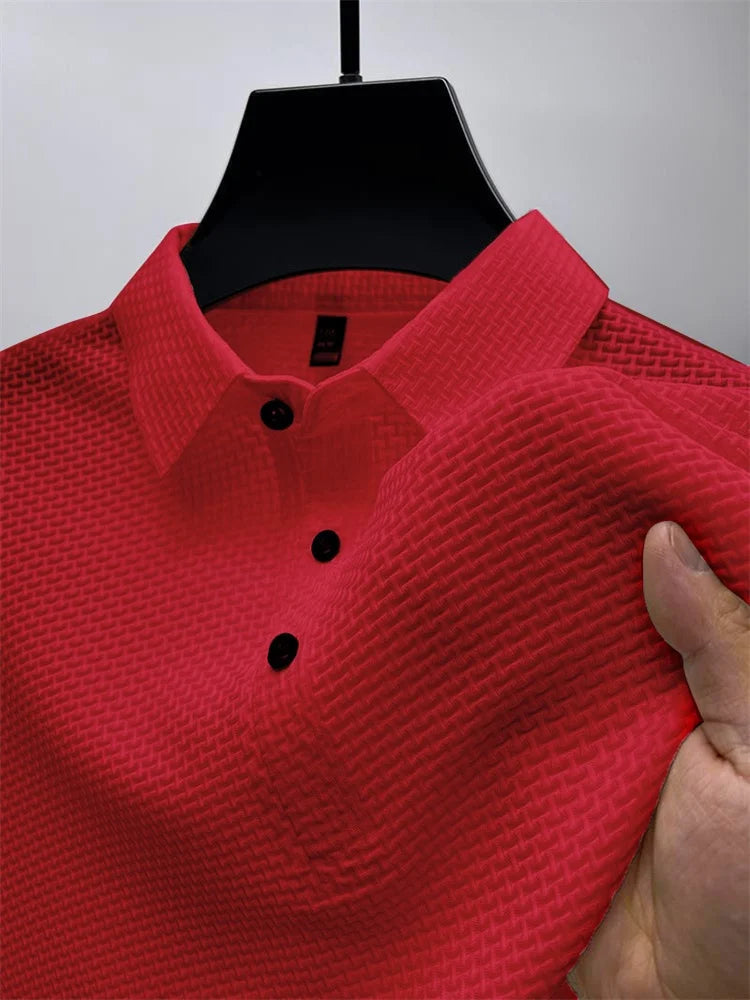 Summer men's loose and comfortable short-sleeved polo shirt ice silk breathable business fashion T-shirt high quality clothing
