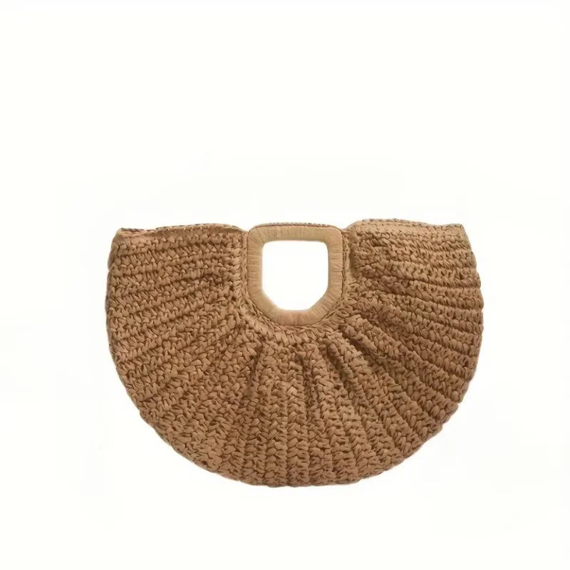 Woven Banquet Handbag Summer Bohemian Seaside Vacation Beach Bag Fashionable Advanced Clip Crossbody Bag Brand Women's Woven Bag