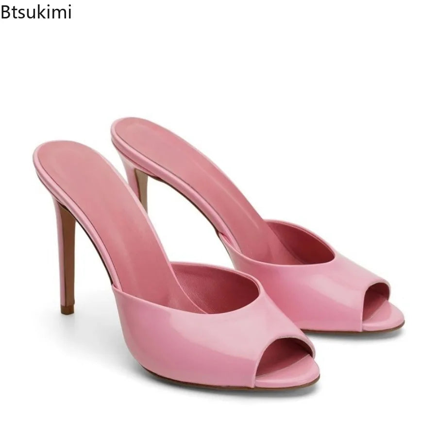 New 2026 Summer Women's High Heeled Sandals Sexy Peep Toe Pointed Toe Thin Heels Shoes Outdoor Designer Ladies Party Slippers