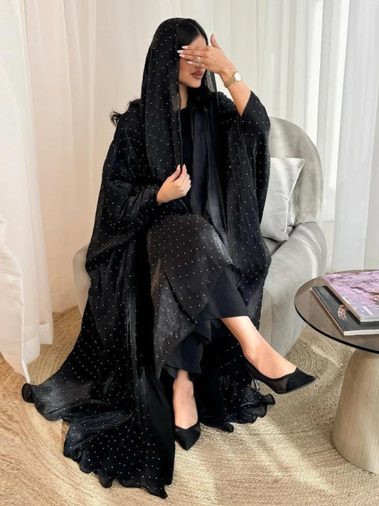 Abaya with Scarf Diamond 2 Piece Set Party Headscarf
