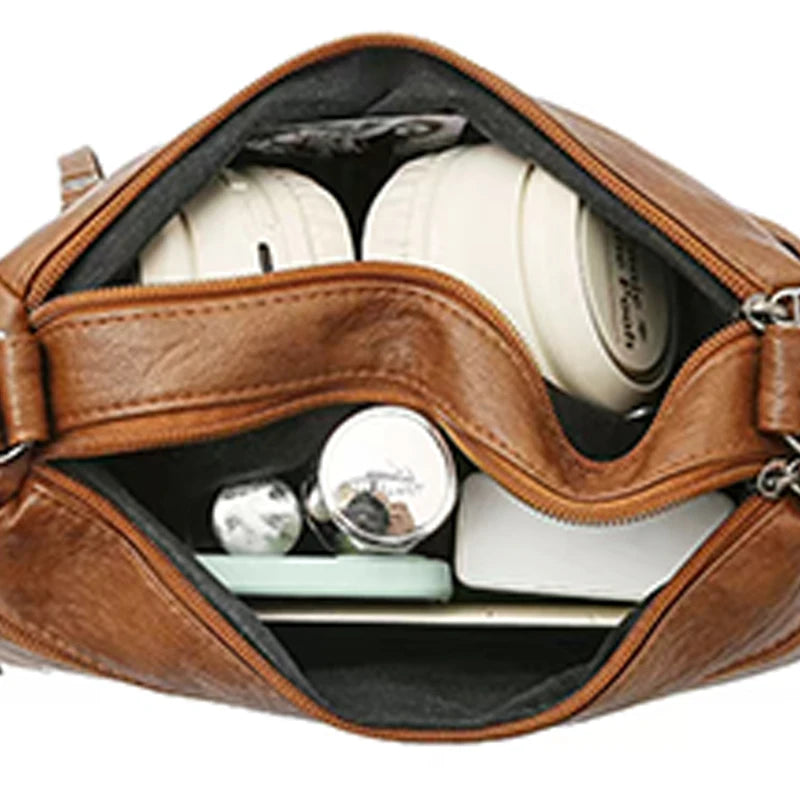 Fashion Women's Multi-color Leather Crossbody Bag for Daily Outings Commute Versatile Multi-pocket Stylish High-end Bag