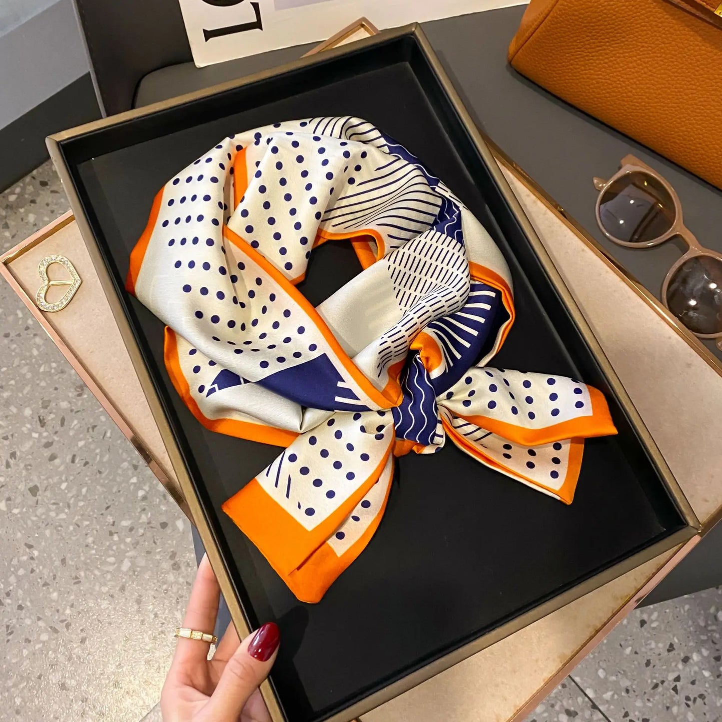 Long Silk Scarf Bag Tie Women Neck Skinny Scarves Hair band Foulard Horse Print Brand Lady Neckerchief Ribbon
