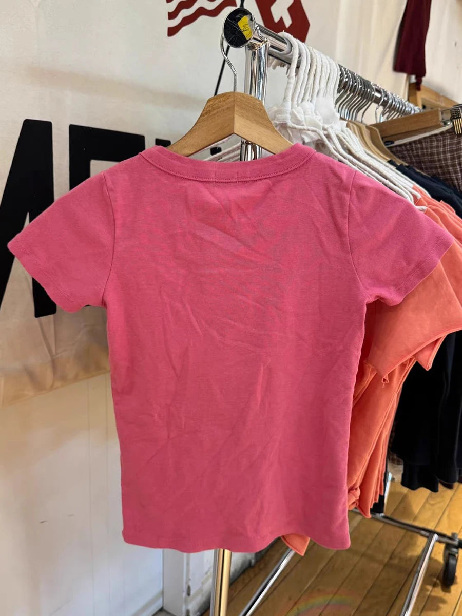 New Rose Red Basic T-shirts Woman Summer