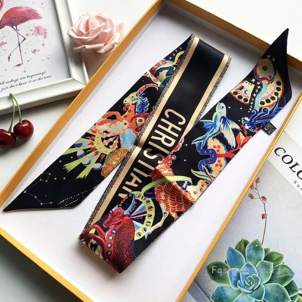 Star with The Same High-end Tied Bag Scarf Tied Bag Handle Wrapped Bag Decoration Long Strip Gold Ribbon Luxury Gift Wholesale