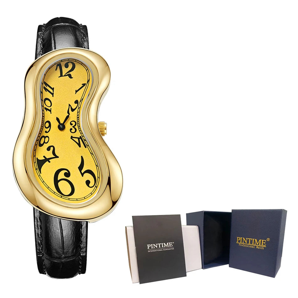 2026 Unique Canteen Shape Y2K Watch Vintage Quartz Watch 30M Waterproof Roman Dial Leather Strap Unisex Gift Twisted Wristwatch