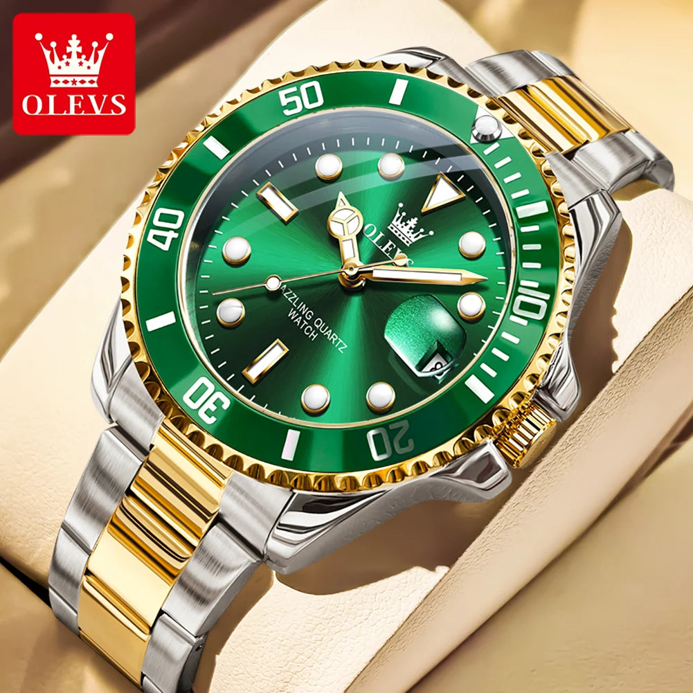 OLEVS 5885 Diving Series Men Watch Luxury Automatic Date Original Watch Trendy Stainless Steel Waterproof Sports Quartz Watch
