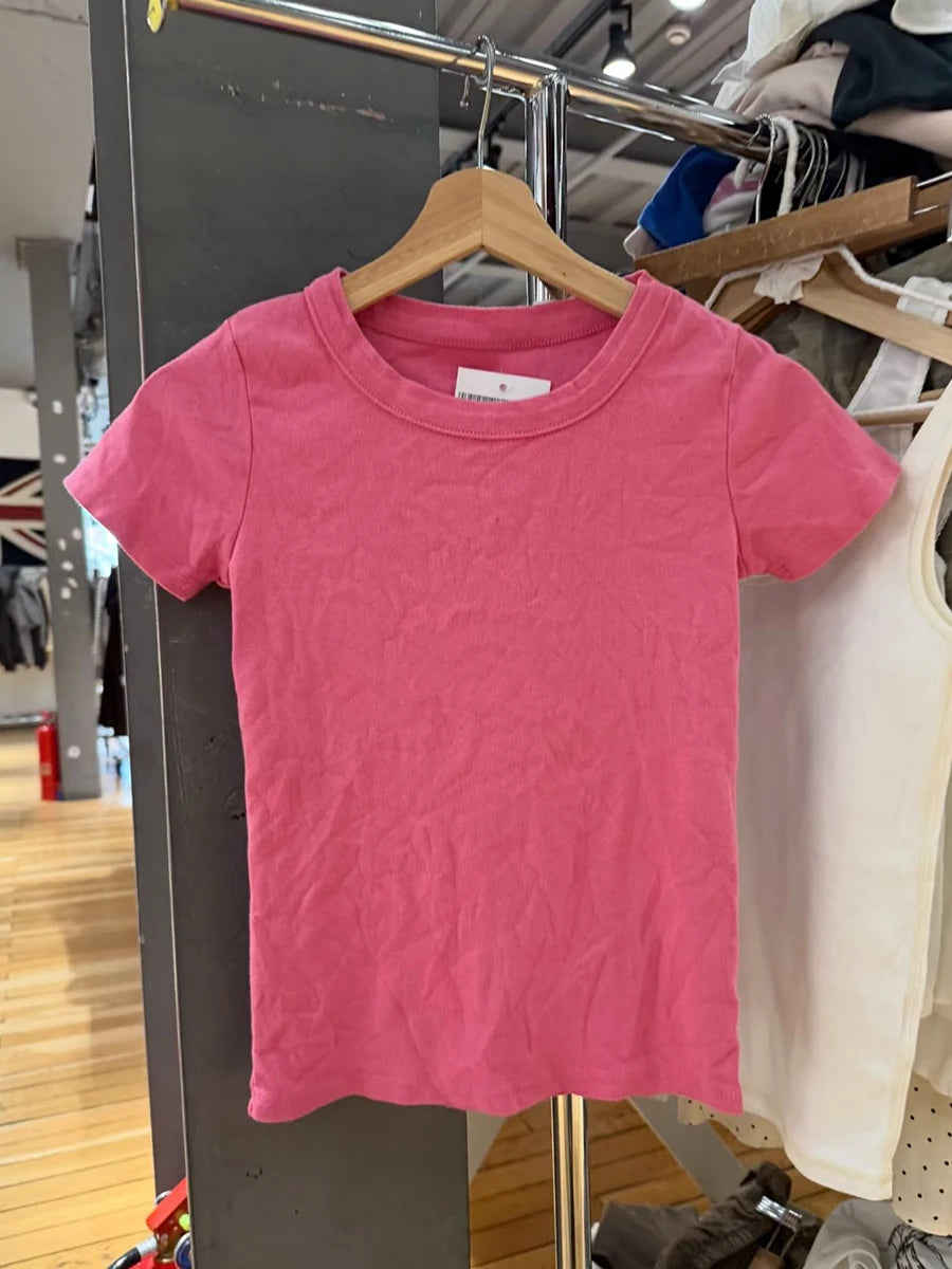 New Rose Red Basic T-shirts Woman Summer