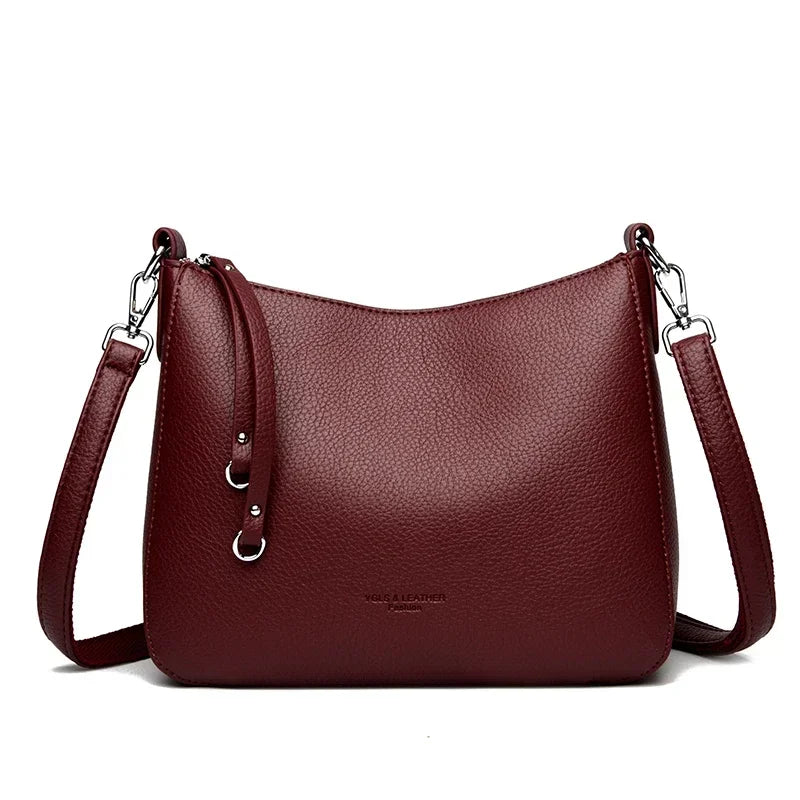 Genuine Brand Women's Soft PU Leather Shoulder Crossbody Bags Luxury Hand Bags Designer Ladies Messenger Commuting Sac A Main