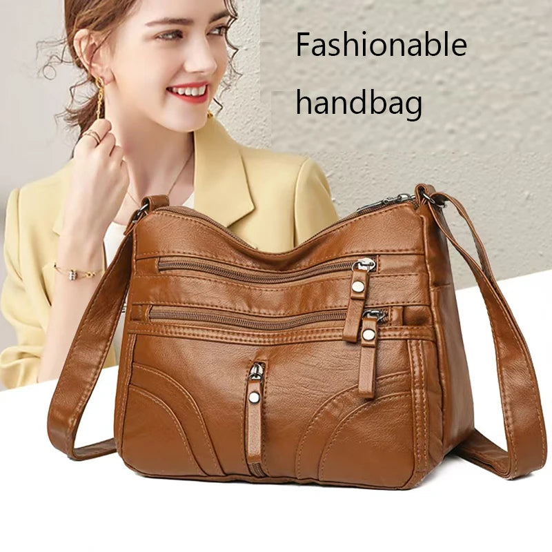 Fashion Women's Multi-color Leather Crossbody Bag for Daily Outings Commute Versatile Multi-pocket Stylish High-end Bag