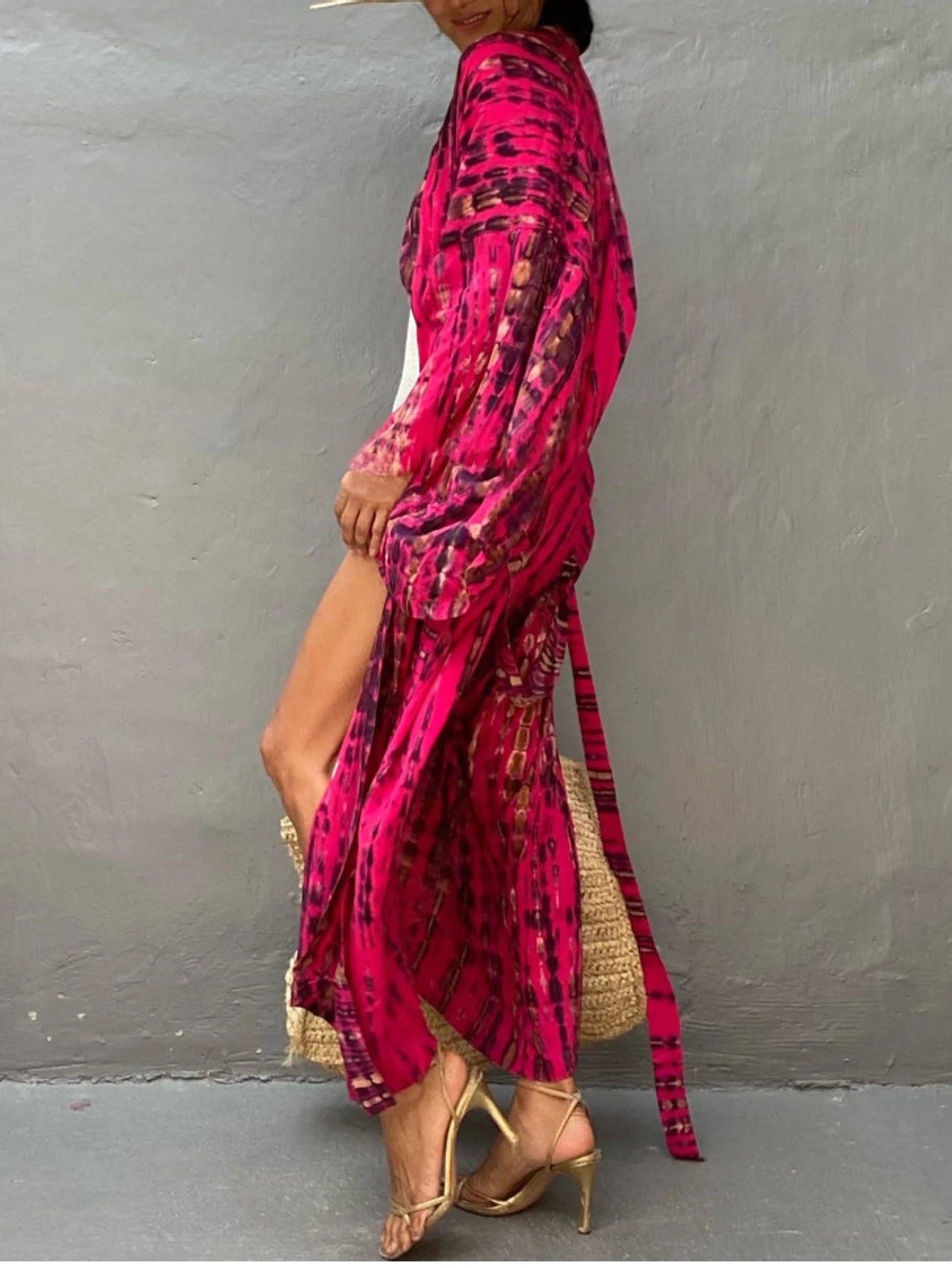 Women's Summer Kaftan Robe Cardigan Ethnic Style Printed Kimono Beach Vacation Casual Loose Large Size Cardigan Bikini Swimsuit