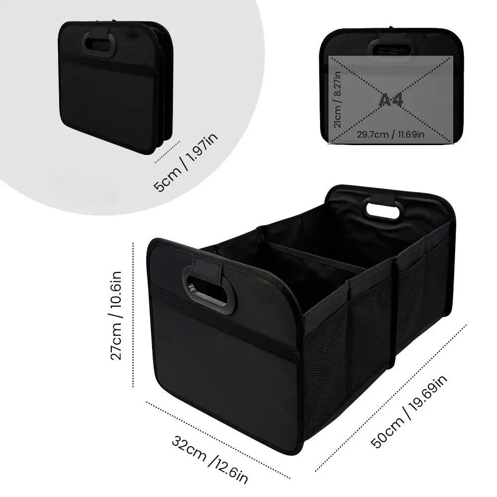 40L Foldable Portable Car Storage Box with Side Net, Car Trunk Organizer, Camping Outing Storage Box, Space-Saving Multi-Functional Storage Box, Non-Food Contact