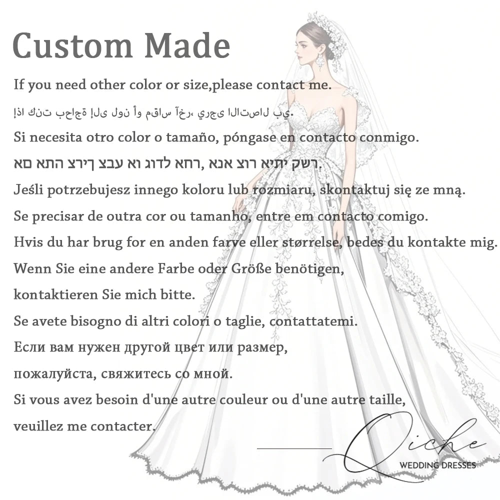 QICHE Luxury Lace Long Sleeves Short Wedding Dress Women Sweetheart Illusion Back A-Line Mini Party Gown Appliqued Customized
