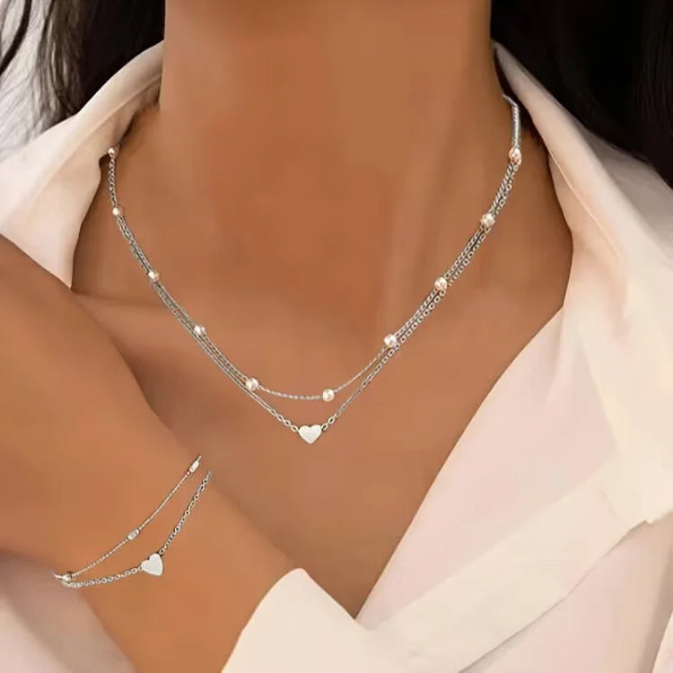 Chic Imitation Pearl Heart Jewelry