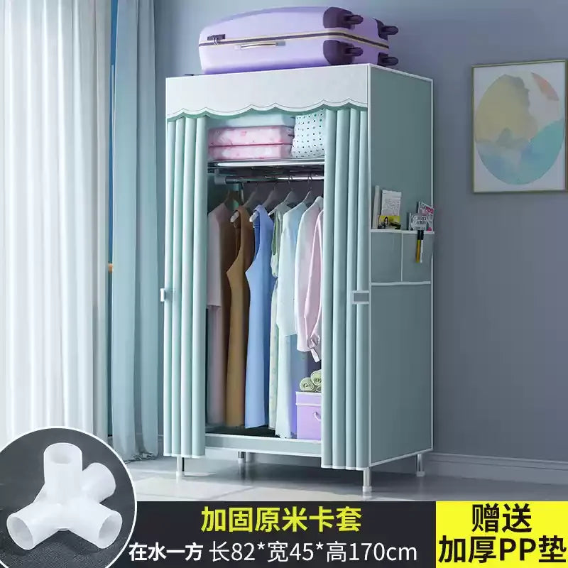 ‌Portable Fabric Closet, Multi-Tier Steel Wardrobe, Rust-Resistant Compact Cabinet Waterproof Storage Organizer with Multi-Color
