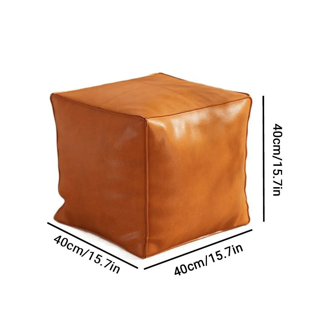 Nordic Style Non-Slip Storage Stool Large Capacity Waterproof PU Leather Ottoman Thicken Stackable Leather Pouf Living Room