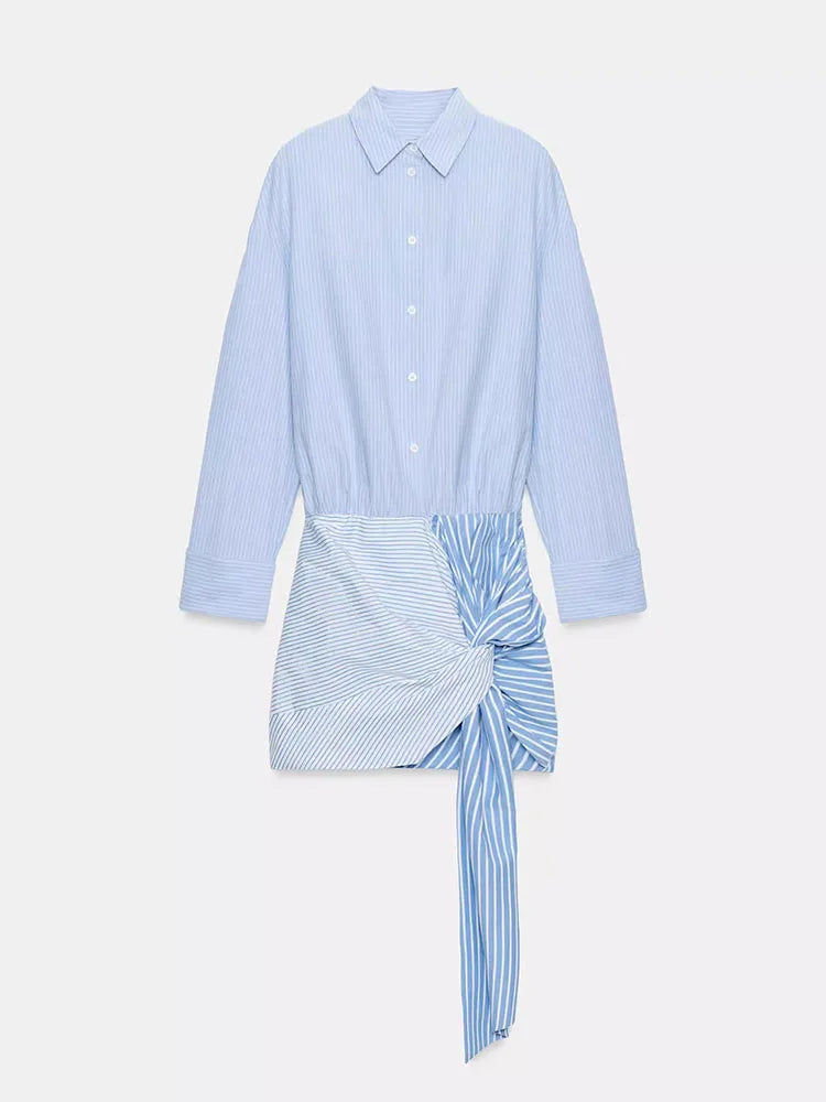 Spring New Arrival Women's Long Sleeve Shirt Style Knot Short Dress Ethnic Stage Costume 18-25 Years Olds 2026 Spring