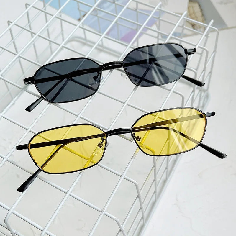 Women  Alloy Frame Rectangle Sun Glasses Female Oval Eyewear Sunglasses for Male Female Eyeglasses
