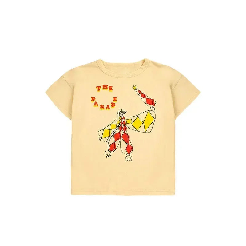 Summer Children's Casual T-Shirt Cartoon Print Short Sleeve Fun Inner Wear Korea Style Leisure INS New Product for Kids 2026