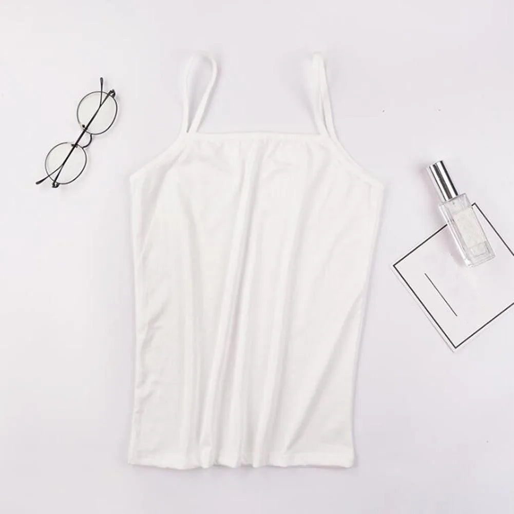 New Solid Color Tank Tops soft Cotton Spaghetti Strap Crop Tops Summer Casual Camisole Sleeveless Basic Vest Summer women Tops