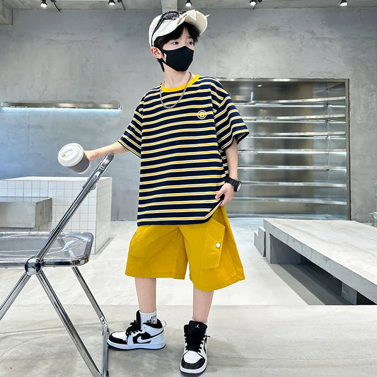 2 Piece Cotton Clothing Set Children Top and Bottom Clothes Set Tracksuit Age 5-14Y