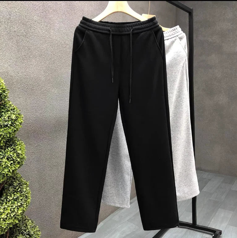 Cotton Gray Straight Leg Sweatpants Men's Paris Collection