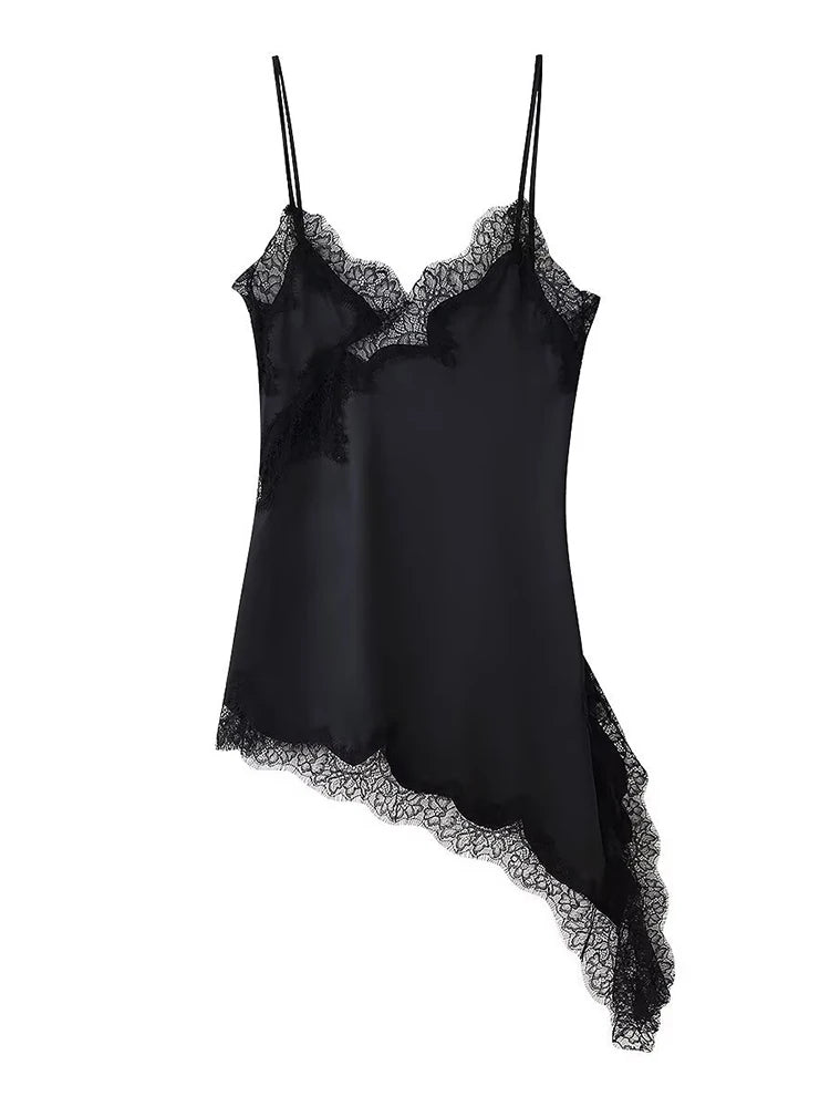 Women Lace Patchwork Sling Tops Chic Sleeveless Square Neck Backless See Through Blouse 2025 Lady Vacation Party Club Sexy Shirt