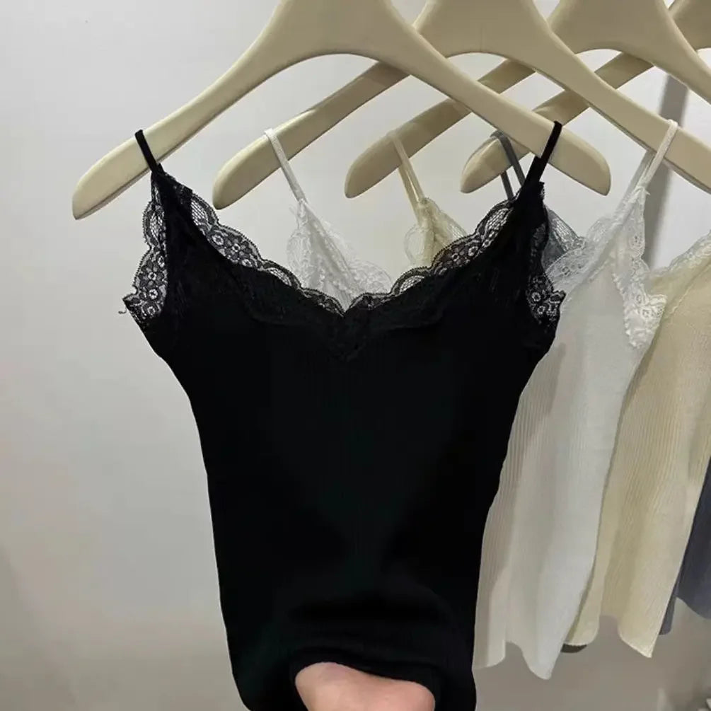 2026 Summer Lace Tank Top Korean Sleeveless Black Vest Women Cropped Cute Camis Sexy White Tank Tops Female Y2k Clothes