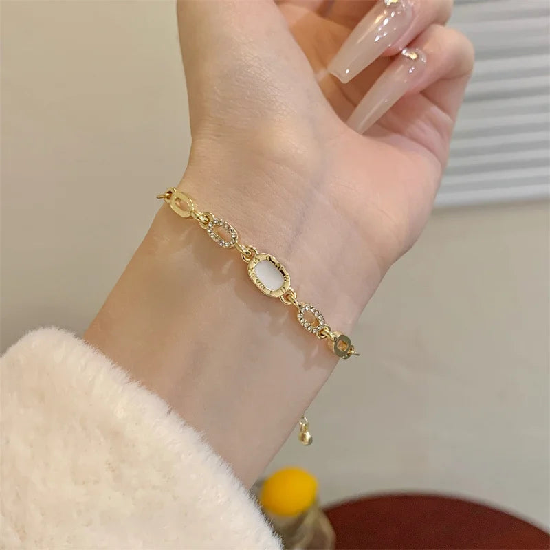 Luxury Geometric Gold Plated Zircon Bracelet for Women