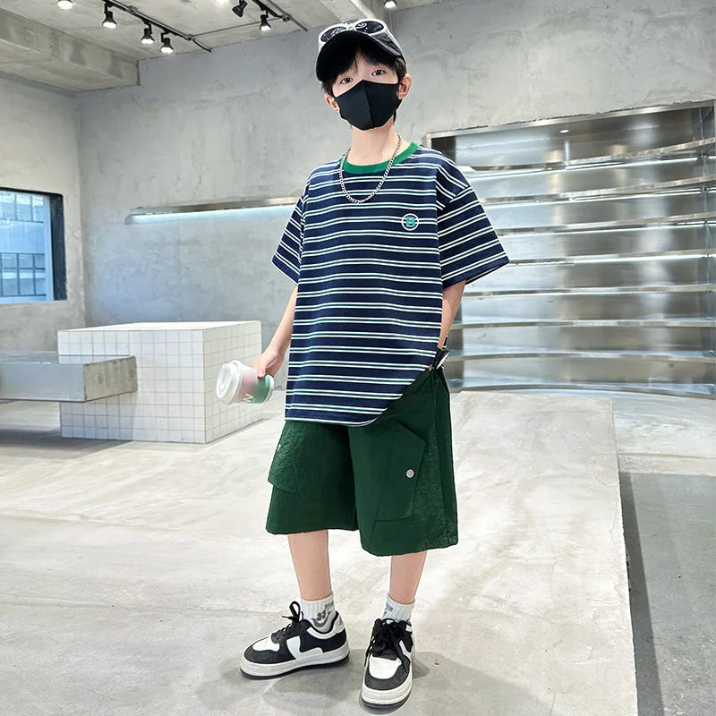 2 Piece Cotton Clothing Set Children Top and Bottom Clothes Set Tracksuit Age 5-14Y