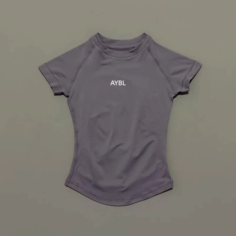 2 Pieces Sports Sets Short Sleeve Sculpt T Shirt Seamless Yoga Top Fitness Set Women