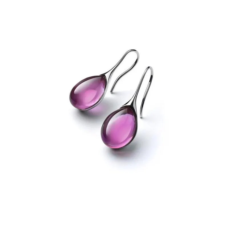 2 Pcs Gold-color Earrings Luxury Style Inlaid Faux Cat's Eye Stones
