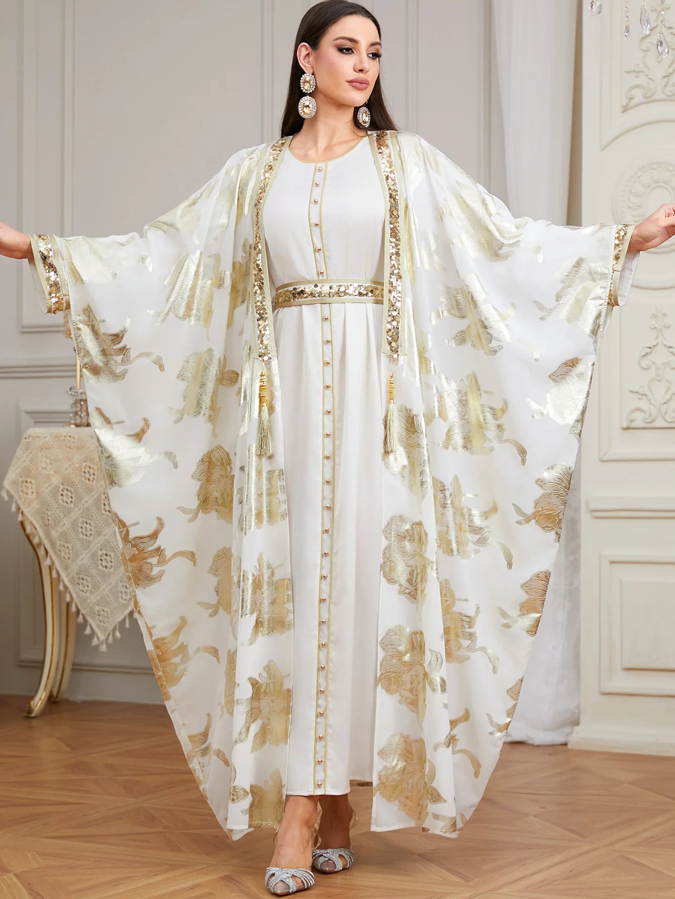 2PCS Dubai Abaya Dress Turkey Kaftan