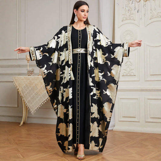 2PCS Dubai Abaya Dress Turkey Kaftan