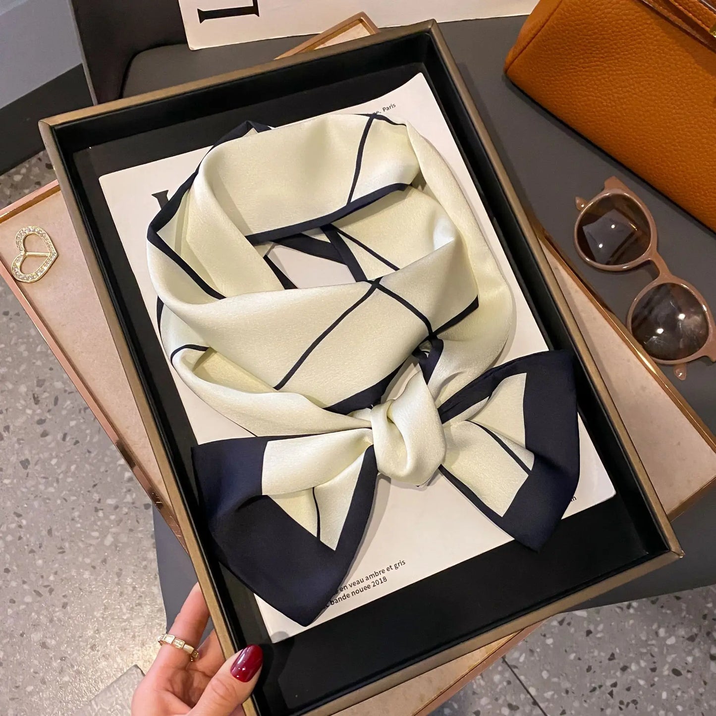 Long Silk Scarf Bag Tie Women Neck Skinny Scarves Hair band Foulard Horse Print Brand Lady Neckerchief Ribbon