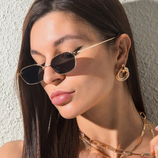 Women  Alloy Frame Rectangle Sun Glasses Female Oval Eyewear Sunglasses for Male Female Eyeglasses