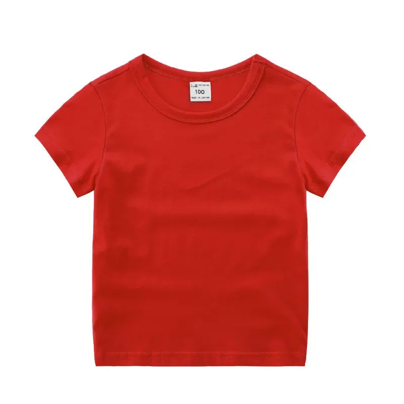 Summer Kids Short Sleeve T-Shirt Toddler Girls Cotton Colour Plain Tee Crewneck Boys T-Shirts Solid Tee Summer Children Clothes