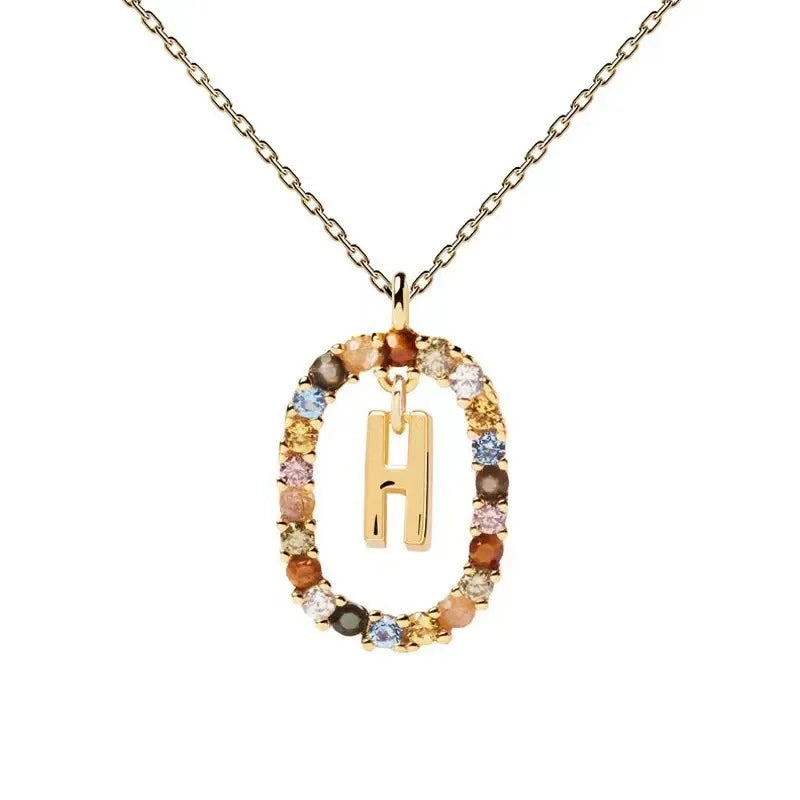 Creative A-Z Letter Pendant Women's Necklace Sweet Versatile Adjustable Chain Lobster Clasp Colorful Jewelry Popular 2026 Gift