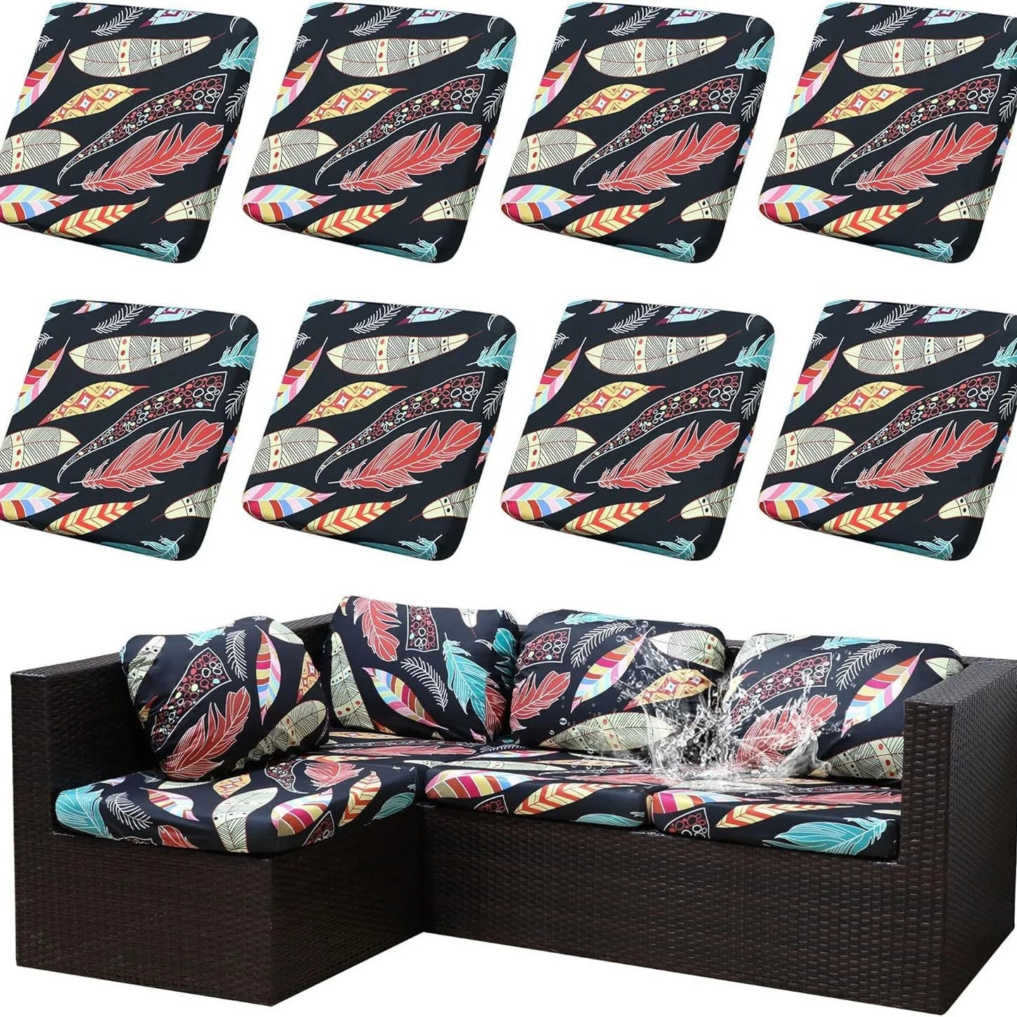 Outdoor Elastic Sofa Cover Cushion Cover for Garden Patio Replacement Sofa
