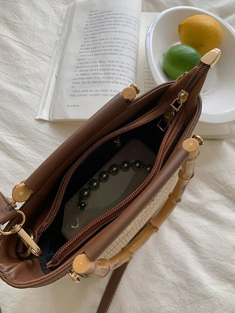 2025 new summer woven bag fashion crossbody bag bucket bag shoulder bag casual women's daily commuting bag beach bag handbag