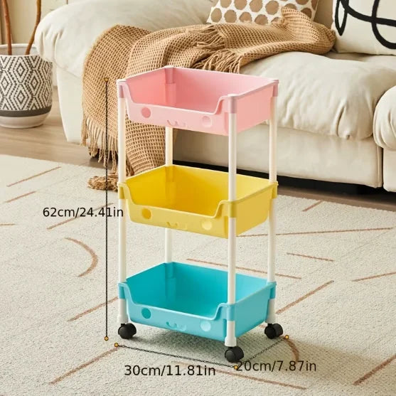 3/5-Tier Mobile Snack Cart with Wheels - Heavy-Duty Suitable for All-Room Rolling Cart, Large Capacity Space-Saving Unit