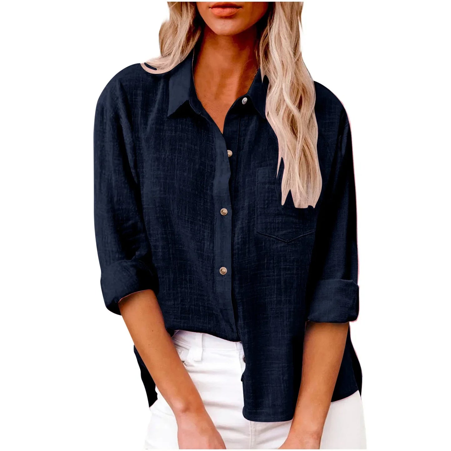 Cotton Linen Long Sleeve Shirts for Women T Shirt